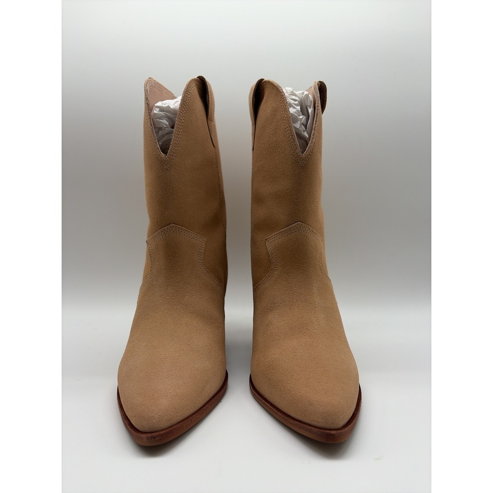 Kaanas Porto Tan Suede Western Pointed Toe Block Heel Boots Size 6M Brazil NIB - Picture 3 of 5